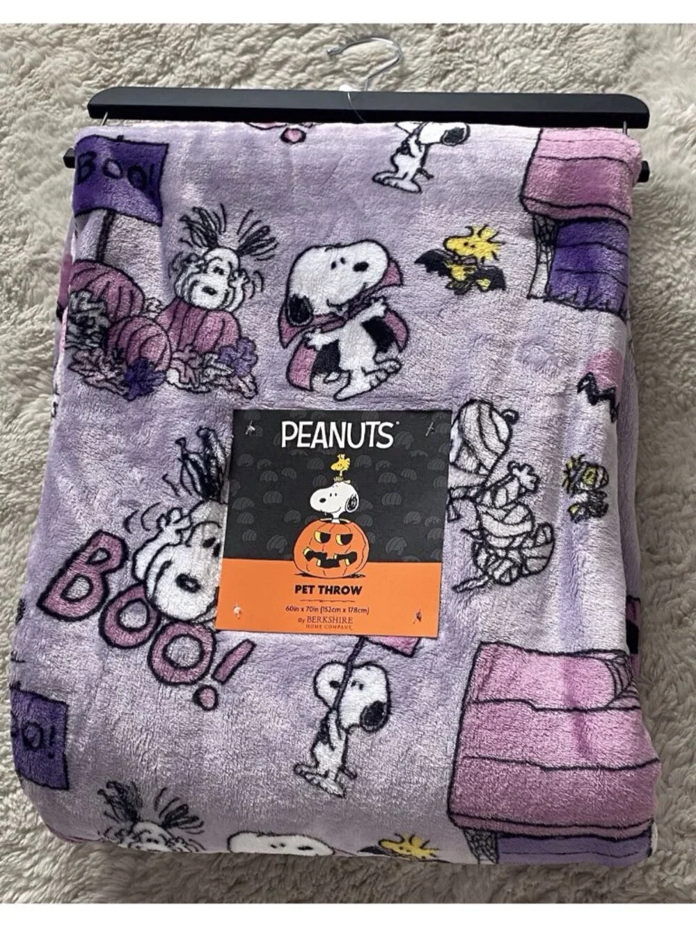 Peanuts Snoopy Woodstock Halloween BOO Throw Blanket 60